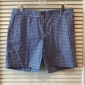 Talbots Girlfriend Chino Short Blue/White Check Size 12.